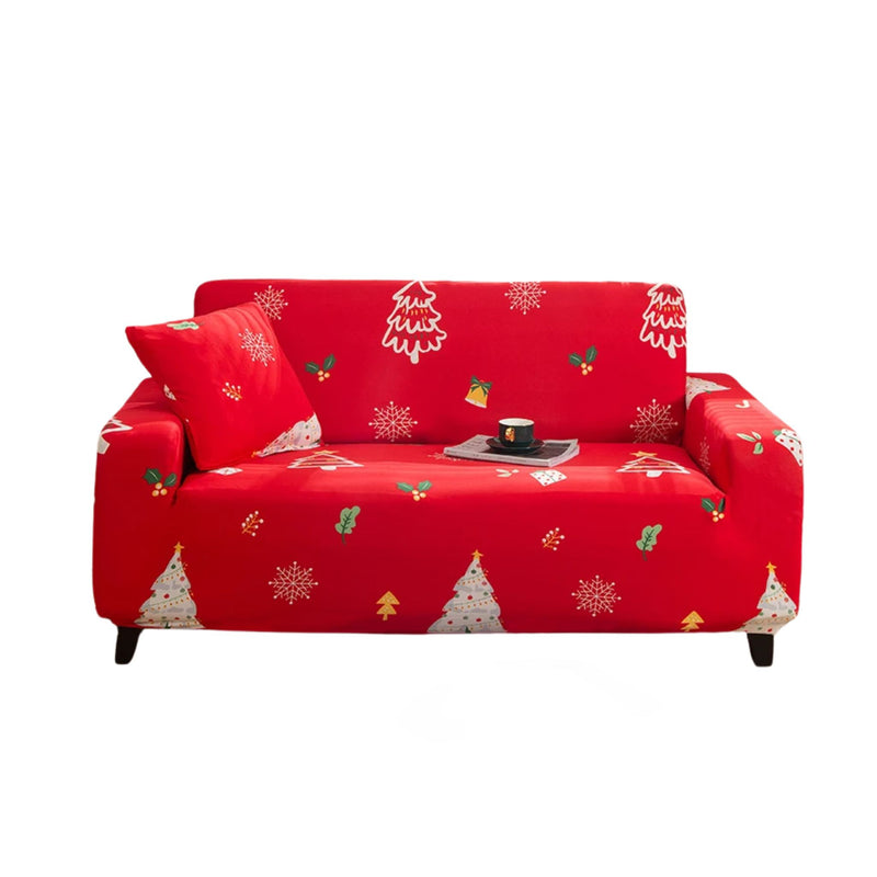 Anyseat Sofa Cover Red Christmas Tree Design Non Slip Stretchable Slipcover