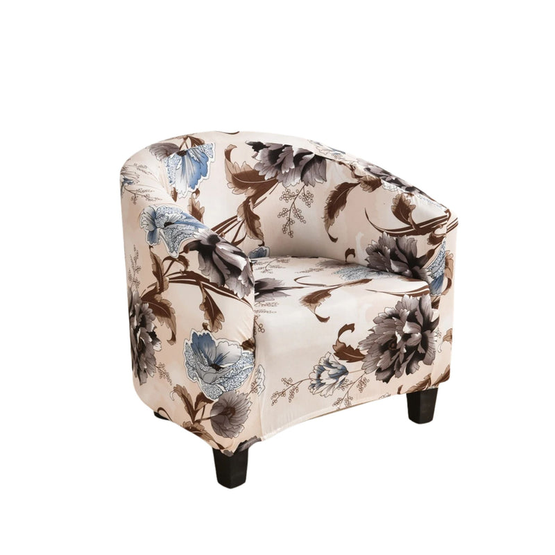 Anyseat Chair Cover Beige Floral Print Dust Proof Tub Slipcover Home Decor