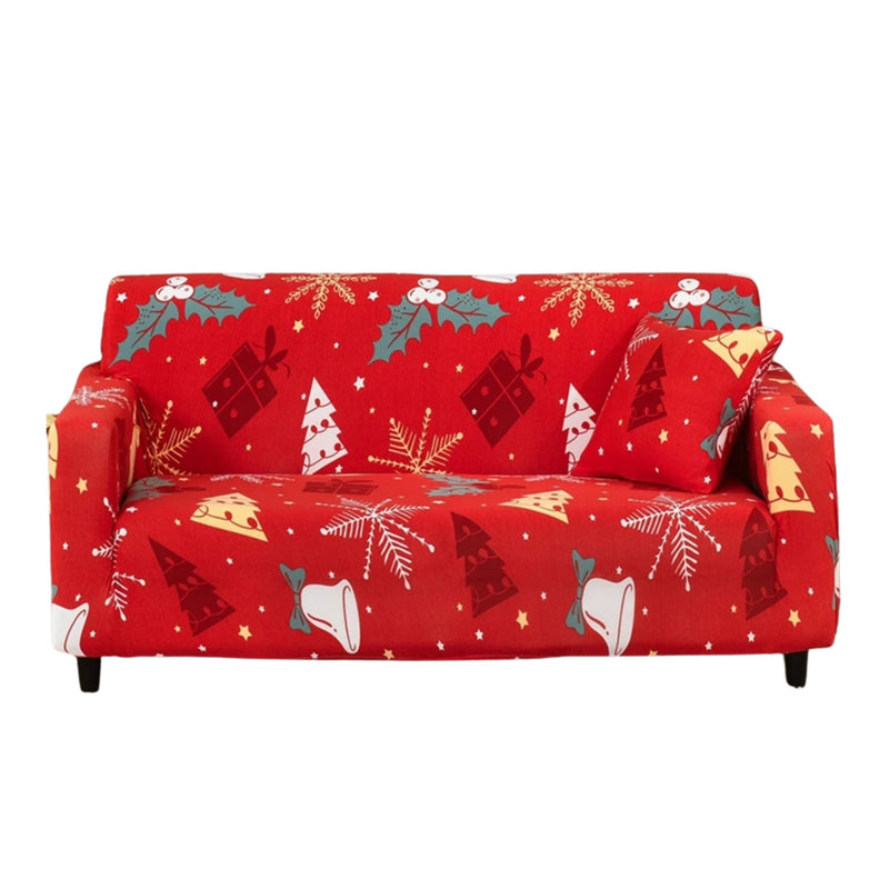 Anyseat Sofa Cover Red Christmas Tree Gift Box Design Stretchable Non Slip Slipcover