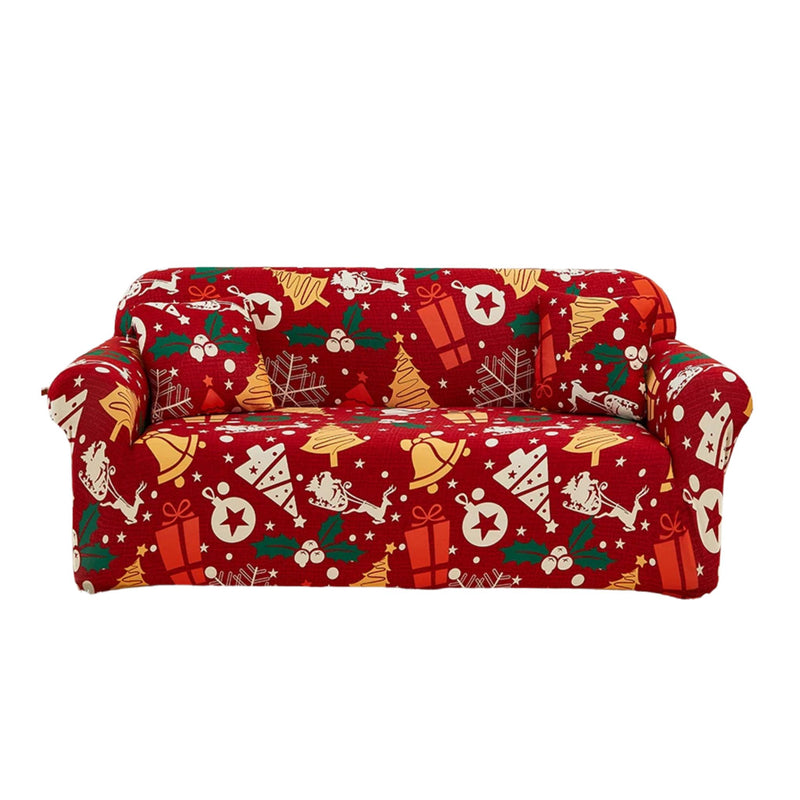 Anyseat Sofa Cover Red Mix Christmas Print Design Stretchable Non Slip Slipcover
