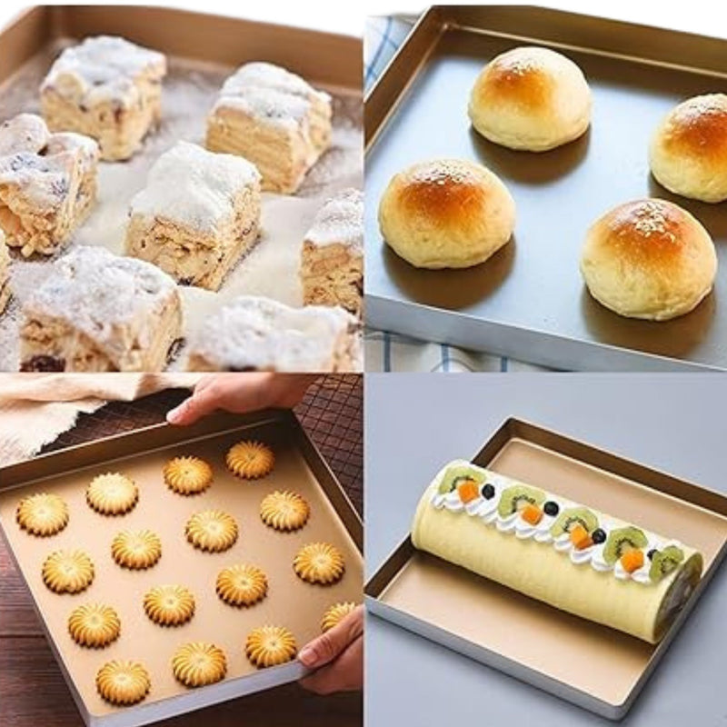 ANYGLEAM Baking Tray Golden Square Non Stick Oven Toaster Pastry Sheet Pan