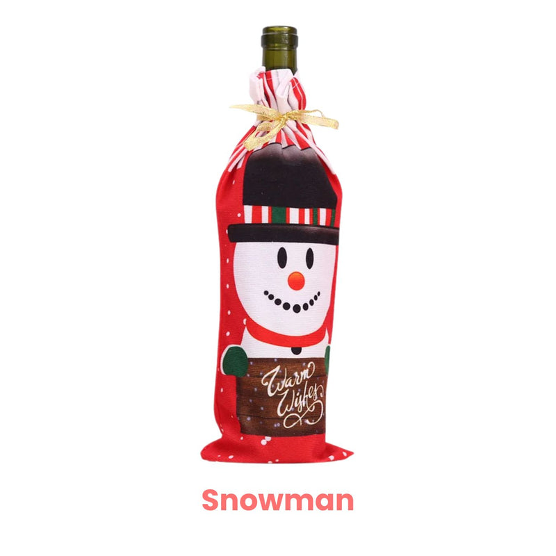 ANYDECO Christmas Festive Printed Red Wine Bottle Cover