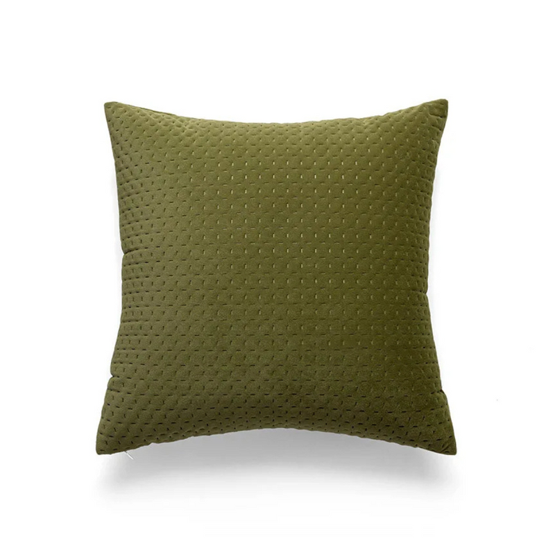 Anypillow Olive Green Grid Quilted Plush Cushion Cover