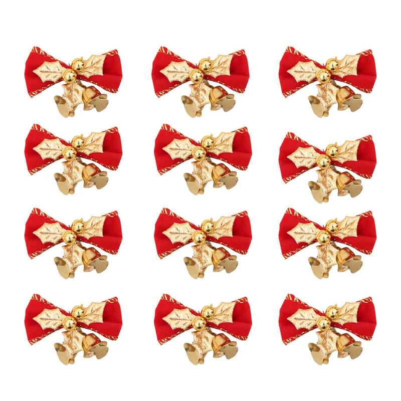 ANYHOUZ Christmas Golden Red Bow Bell Ornament Hanging Pendant