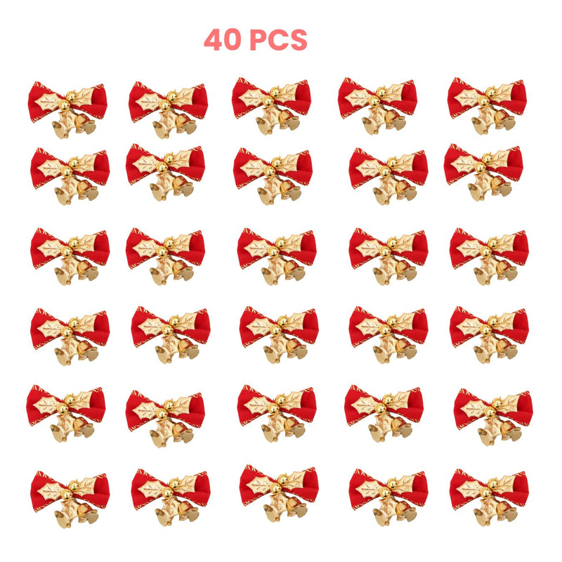 ANYHOUZ Christmas Golden Red Bow Bell Ornament Hanging Pendant