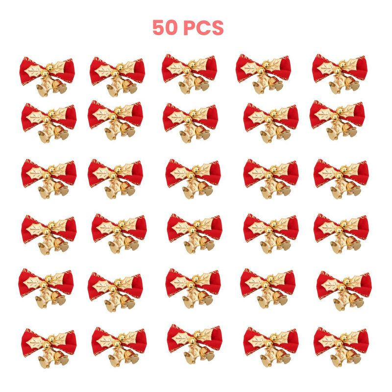 ANYHOUZ Christmas Golden Red Bow Bell Ornament Hanging Pendant