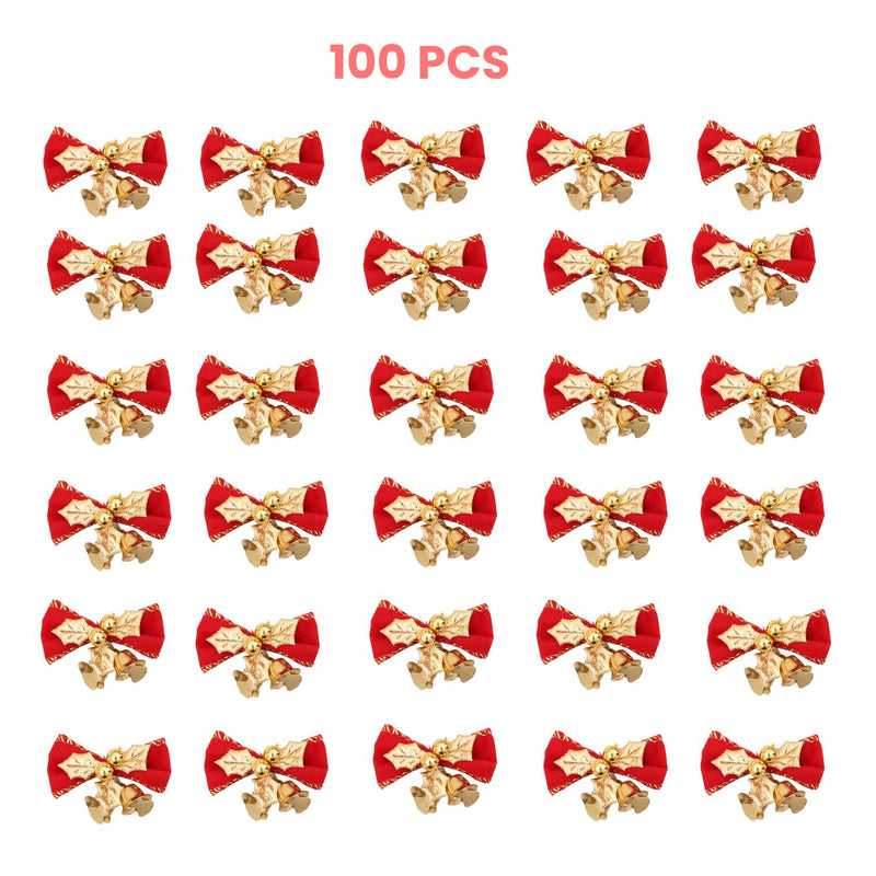 ANYHOUZ Christmas Golden Red Bow Bell Ornament Hanging Pendant