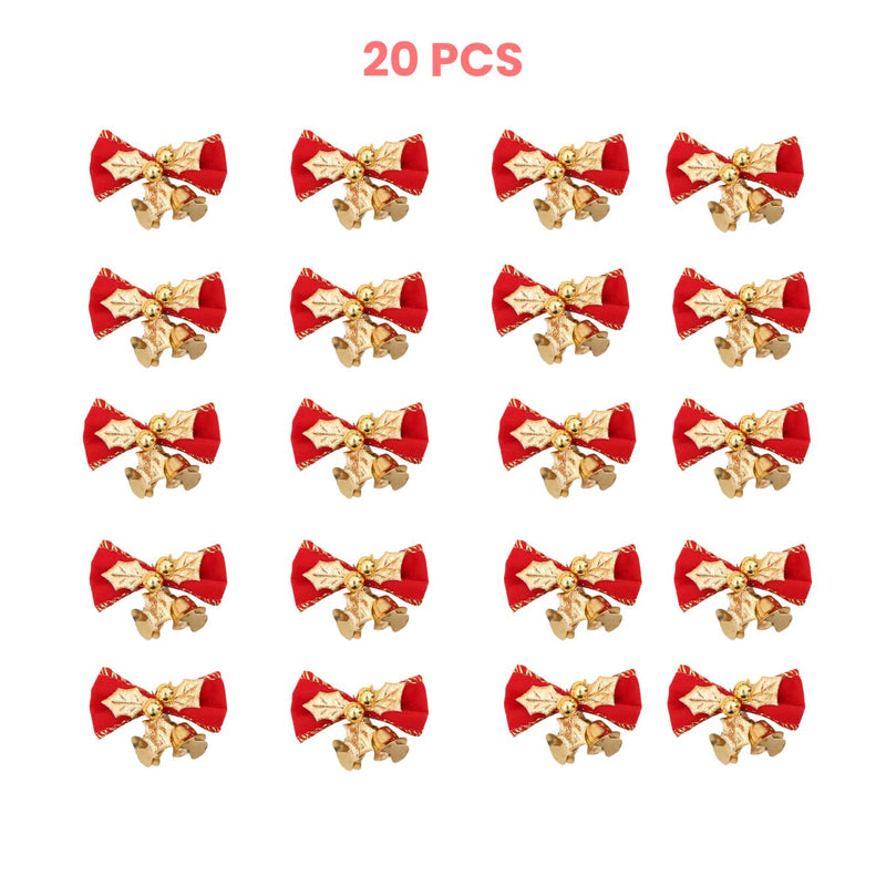 ANYHOUZ Christmas Golden Red Bow Bell Ornament Hanging Pendant
