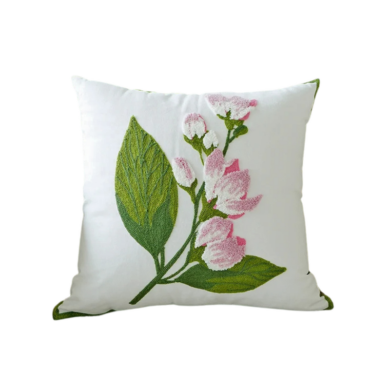 Anypillow Pillowcase White Wisteria Flower Embroidered Decorative Cushion Cover