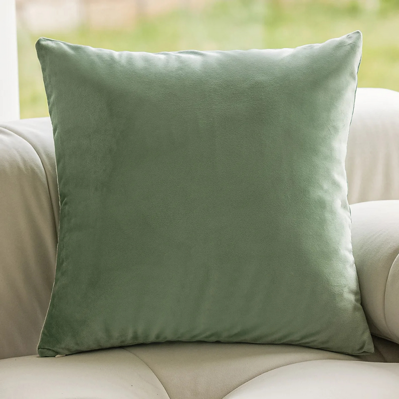 Anypillow Green Plush Decorative Cushion Cover – Soft Throw Pillowcase for Sofa & Bed