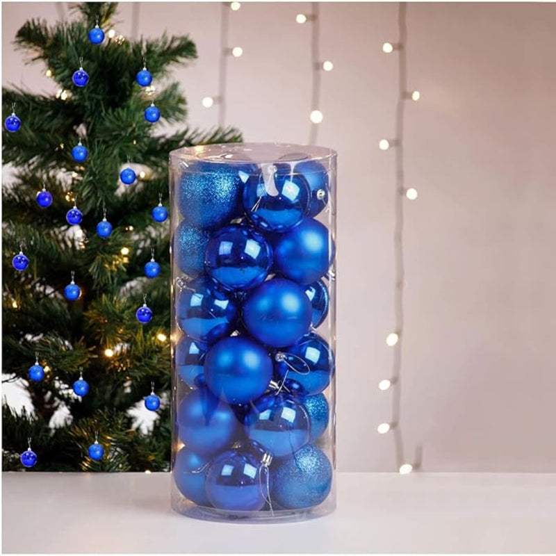 ANYDECO  Christmas Balls Blue Shiny Hanging Décor Ornaments