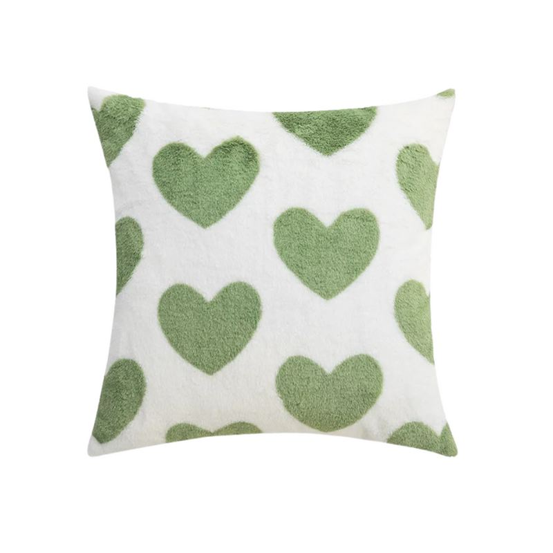 Anypillow White Green Heart Quilted Cushion Pillowcase