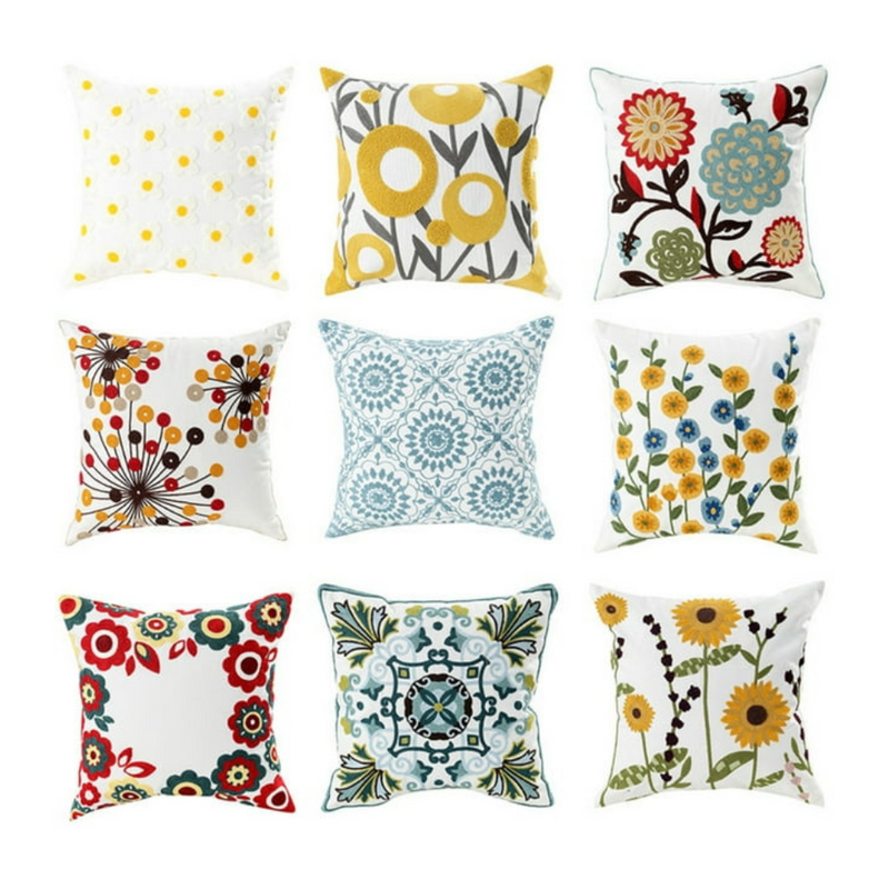 Anypillow Pillowcase Medallion Pattern Floral Embroidered Decorative Cushion Cover