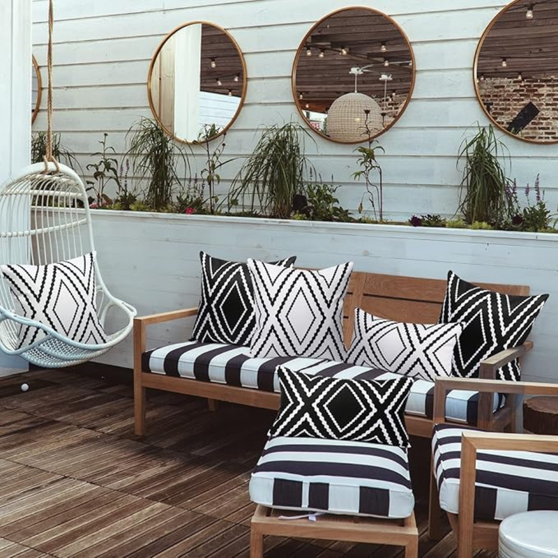 Anypillow Pillowcase Geometric Fringed Embroidered Decorative Cushion Cover