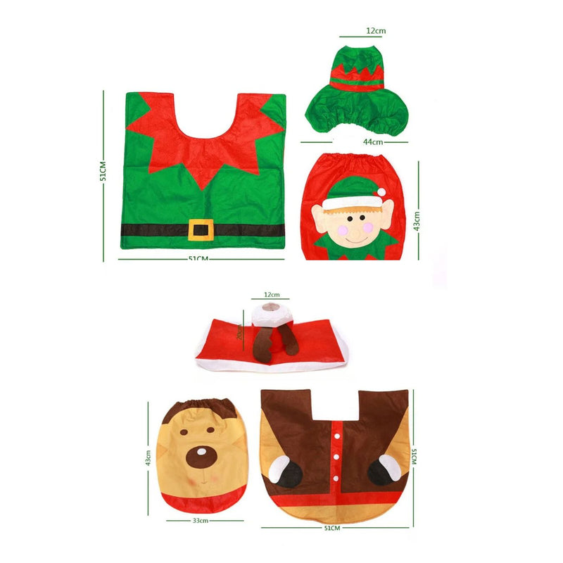 ANYDECO Christmas Toilet Seat Cover Rug Bathroom Mat Set