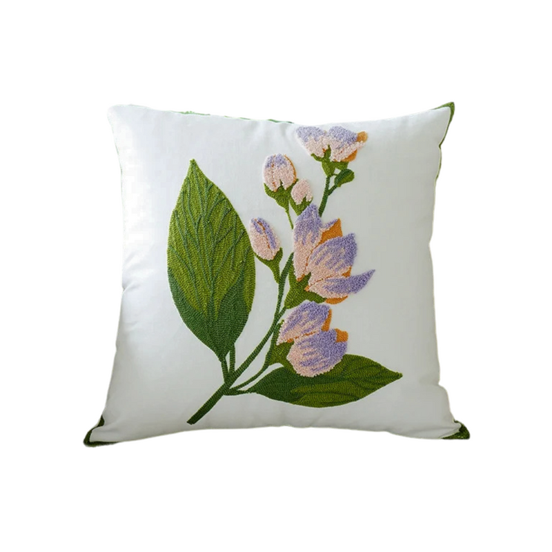 Anypillow Pillowcase White Wisteria Flower Embroidered Decorative Cushion Cover