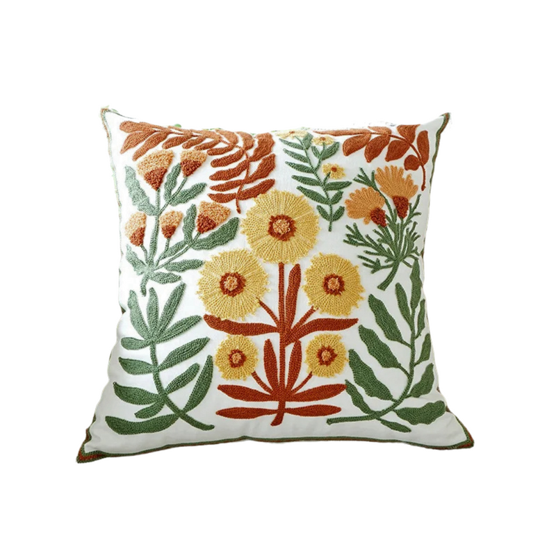 Anypillow Pillowcase WildFlowers Embroidered Decorative Cushion Cover