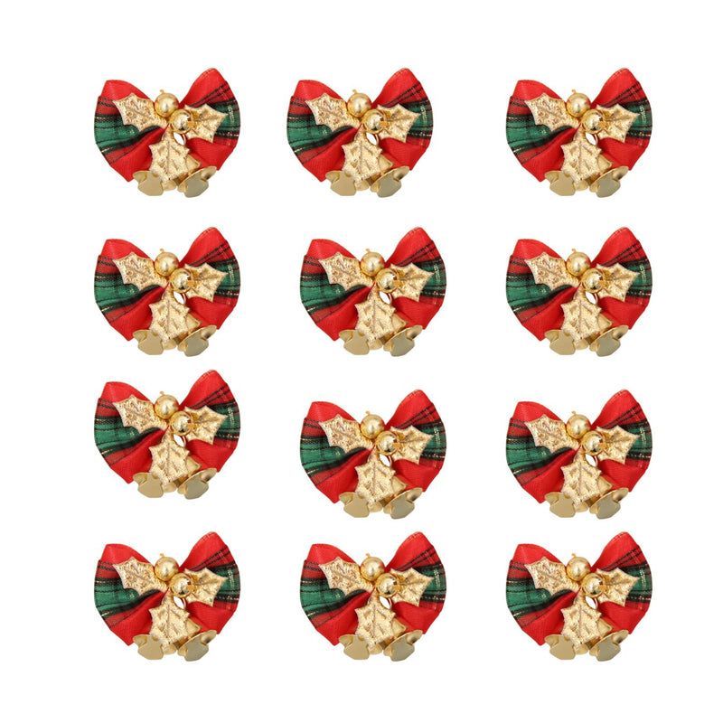 ANYHOUZ Christmas Golden Green Bow Bell Ornament Hanging Pendant