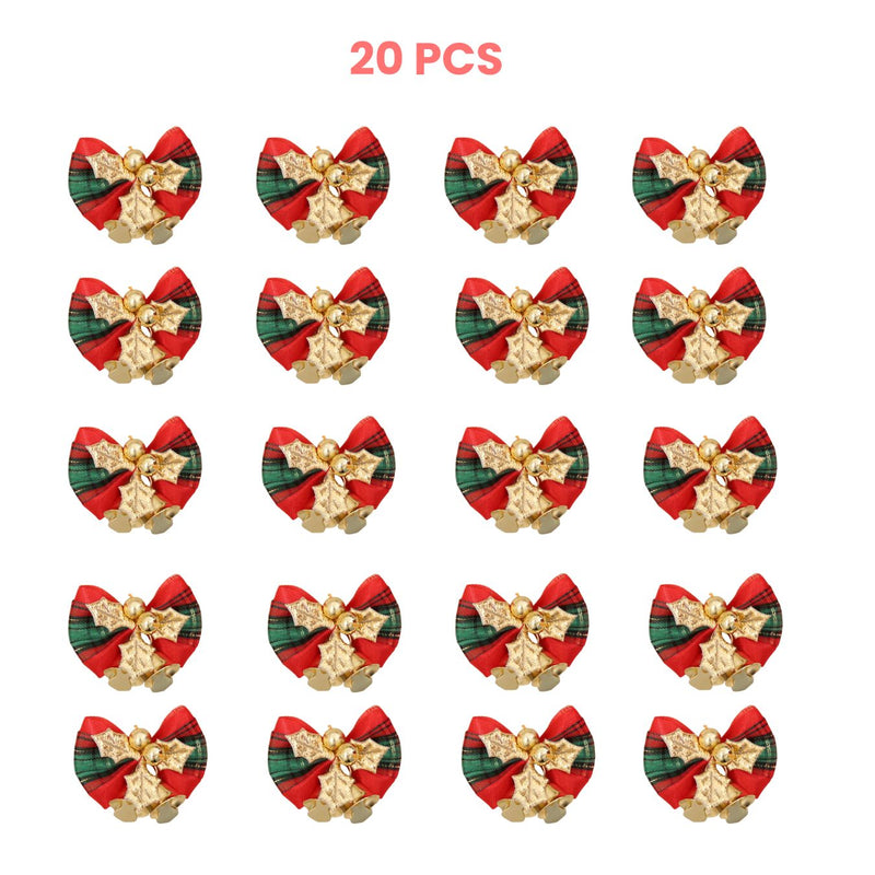 ANYHOUZ Christmas Golden Green Bow Bell Ornament Hanging Pendant