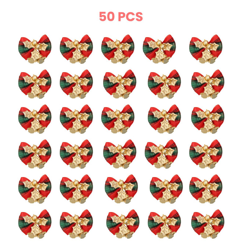 ANYHOUZ Christmas Golden Green Bow Bell Ornament Hanging Pendant