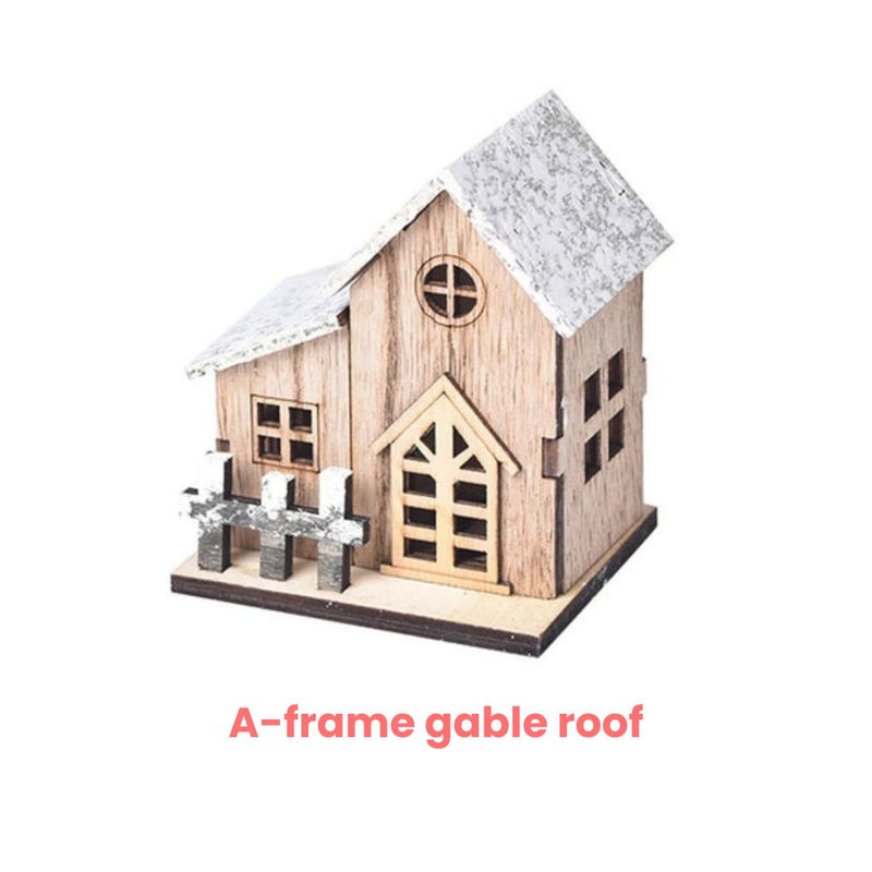 ANYDECO Christmas Wooden House Luminous Tabletop Decoration