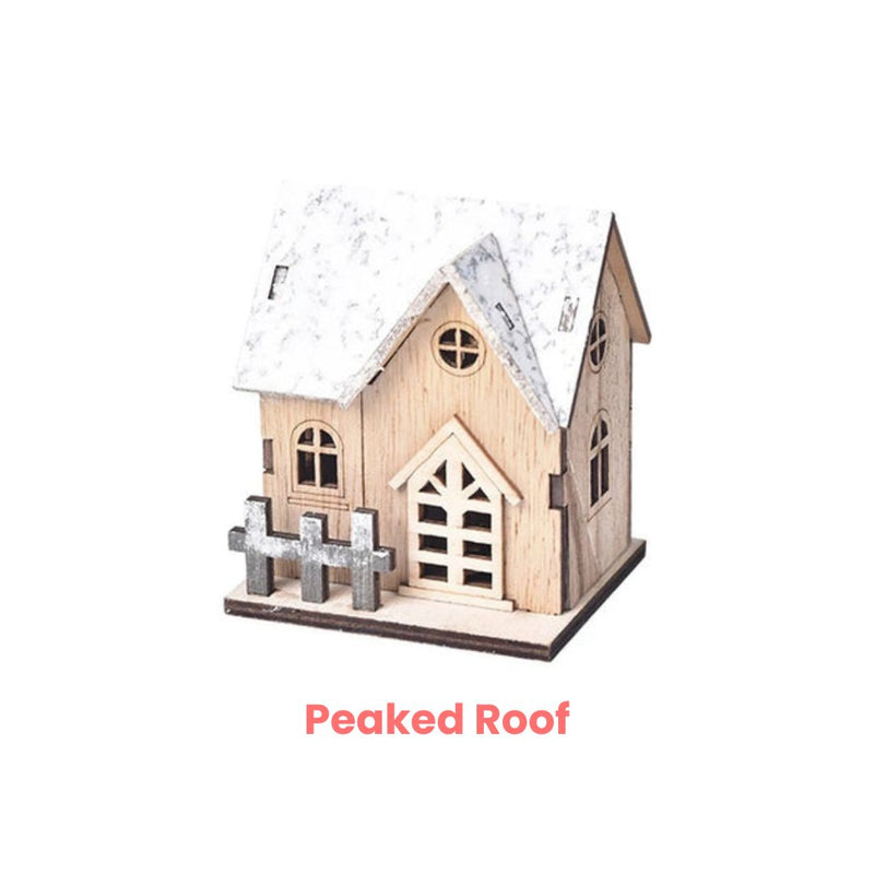 ANYDECO Christmas Wooden House Luminous Tabletop Decoration