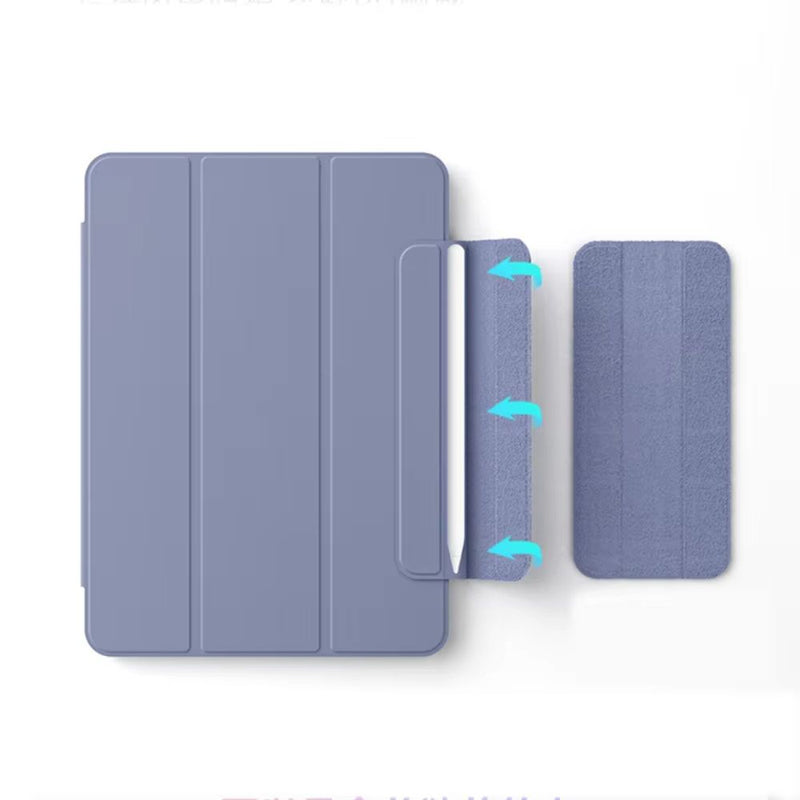ANYMOB iPad Case Lavender Grey Leather Smart Folio with Magnetic Clip Protective Cover