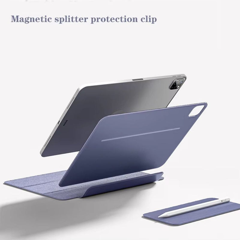 ANYMOB iPad Case Cream Leather Smart Folio with Magnetic Clip Protective Cover