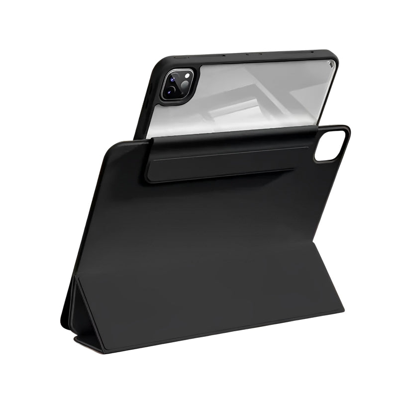 ANYMOB iPad Case Black Magnetic Detachable PU Acrylic Transparent Protective Cover