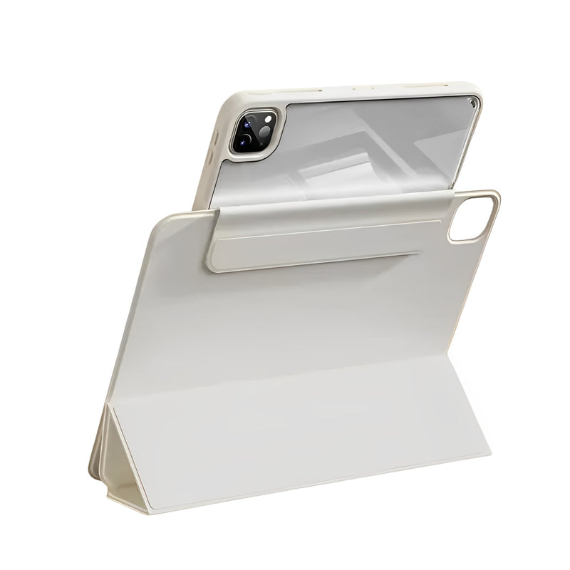 ANYMOB iPad Case Cream Magnetic Detachable PU Acrylic Transparent Protective Cover