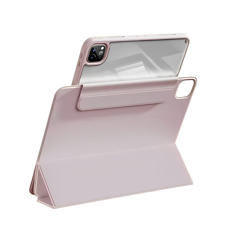 ANYMOB iPad Case Pink Magnetic Detachable PU Acrylic Transparent Protective Cover
