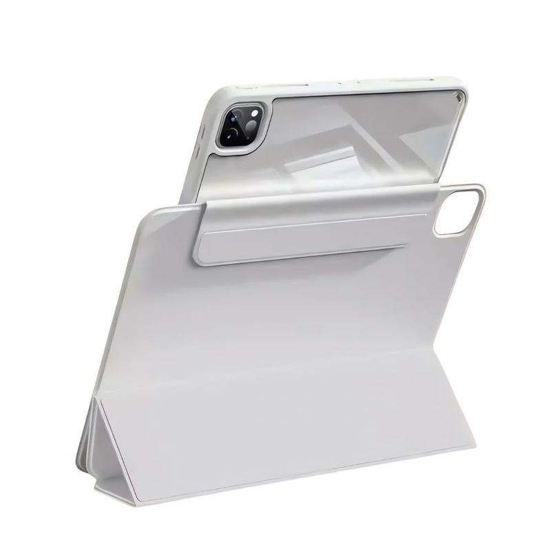 ANYMOB iPad Case Haze Grey Magnetic Detachable PU Acrylic Transparent Protective Cover