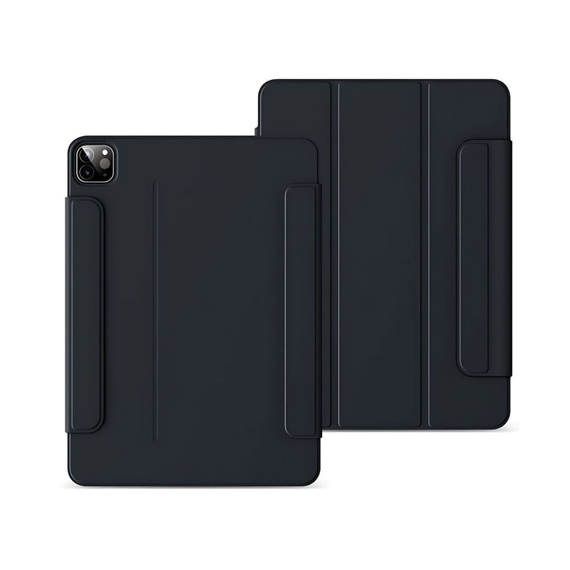 ANYMOB iPad Case Black Leather Smart Folio with Magnetic Clip Protective Cover