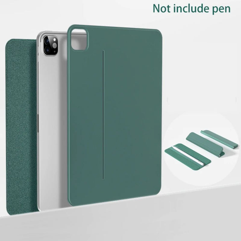 ANYMOB iPad Case Dark Green Leather Smart Folio with Magnetic Clip Protective Cover