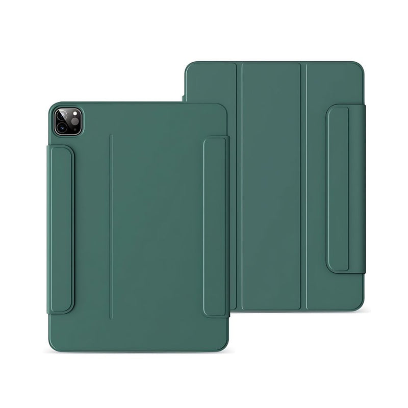ANYMOB iPad Case Dark Green Leather Smart Folio with Magnetic Clip Protective Cover
