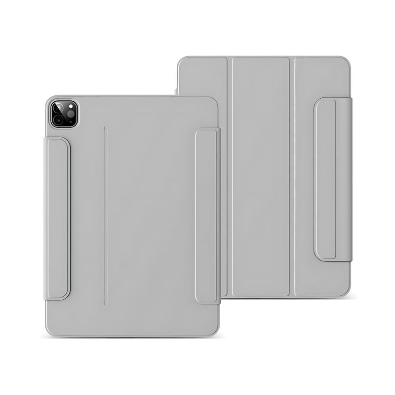 ANYMOB iPad Case Haze Grey Leather Smart Folio with Magnetic Clip Protective Cover