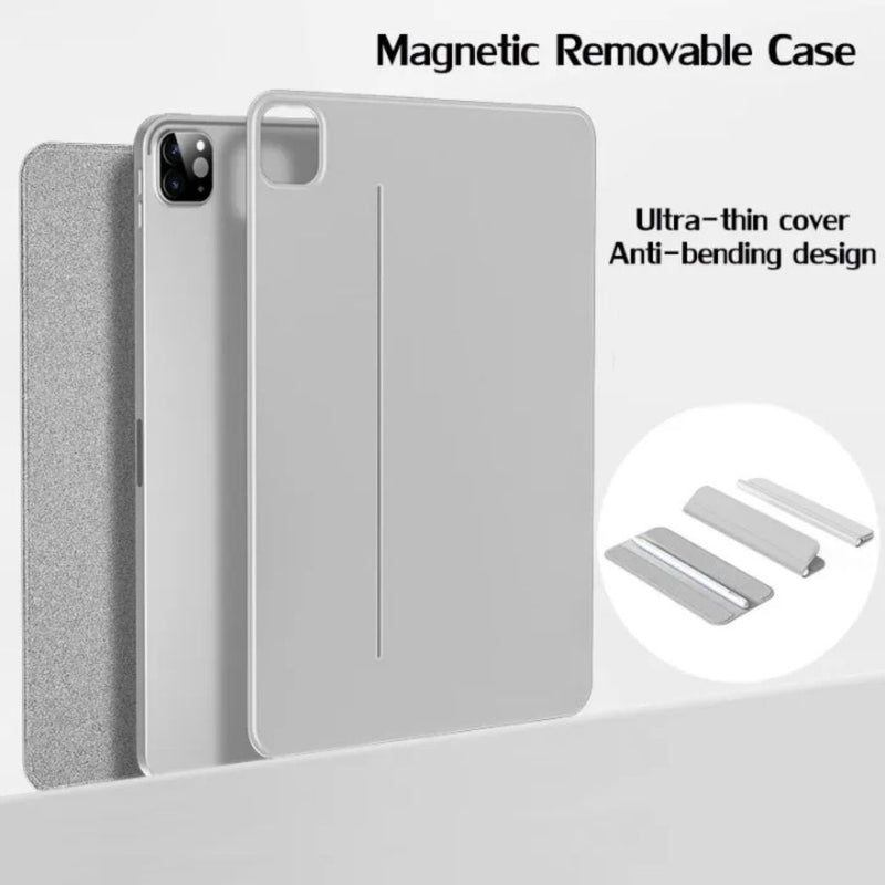 ANYMOB iPad Case Haze Grey Leather Smart Folio with Magnetic Clip Protective Cover