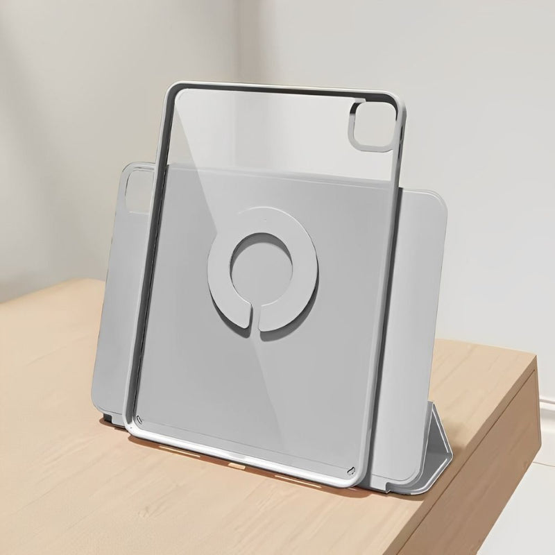 ANYMOB iPad Case Haze Grey Magnetic Detachable PU Acrylic Transparent Protective Cover