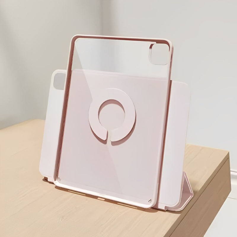 ANYMOB iPad Case Pink Magnetic Detachable PU Acrylic Transparent Protective Cover