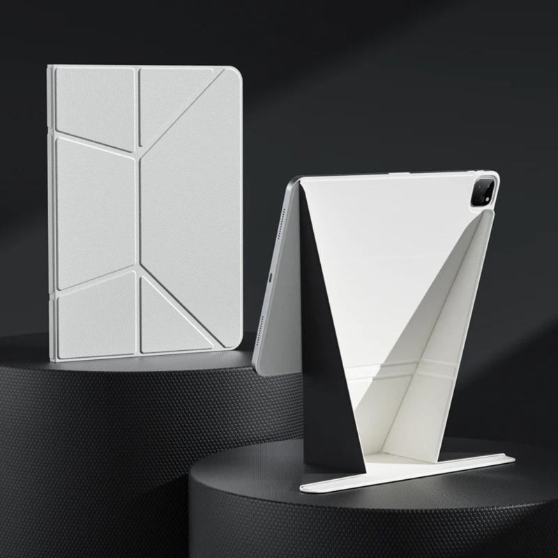 ANYMOB iPad Case Grey White Magnetic Clamp Folding Adjustable Stand Bracket Cover