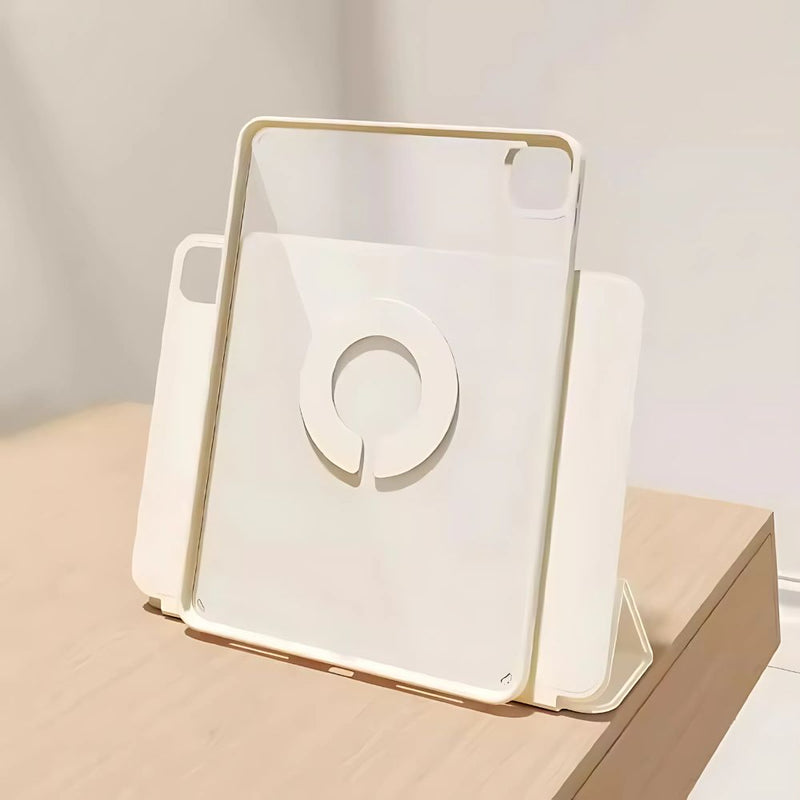 ANYMOB iPad Case Cream Magnetic Detachable PU Acrylic Transparent Protective Cover