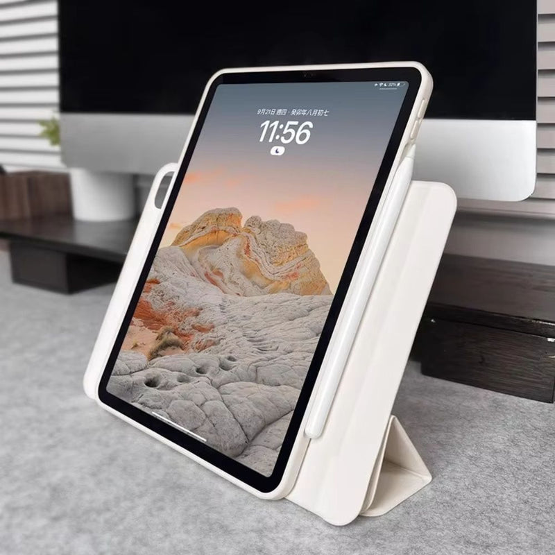 ANYMOB iPad Case Haze Grey Magnetic Detachable PU Acrylic Transparent Protective Cover