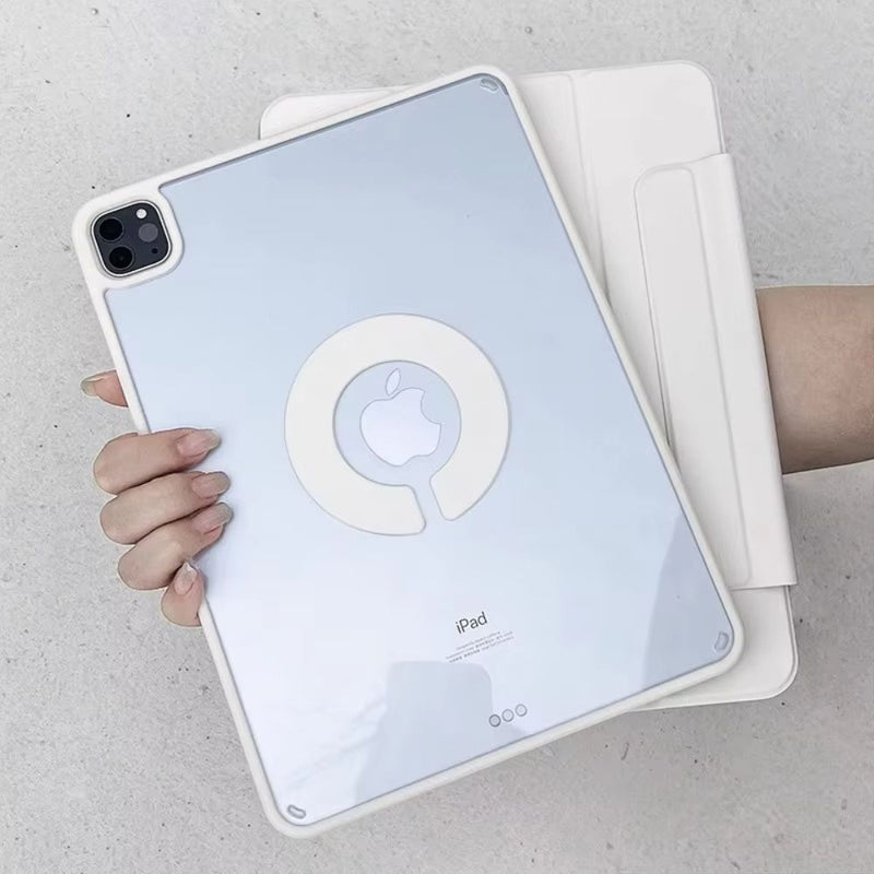 ANYMOB iPad Case Haze Grey Magnetic Detachable PU Acrylic Transparent Protective Cover