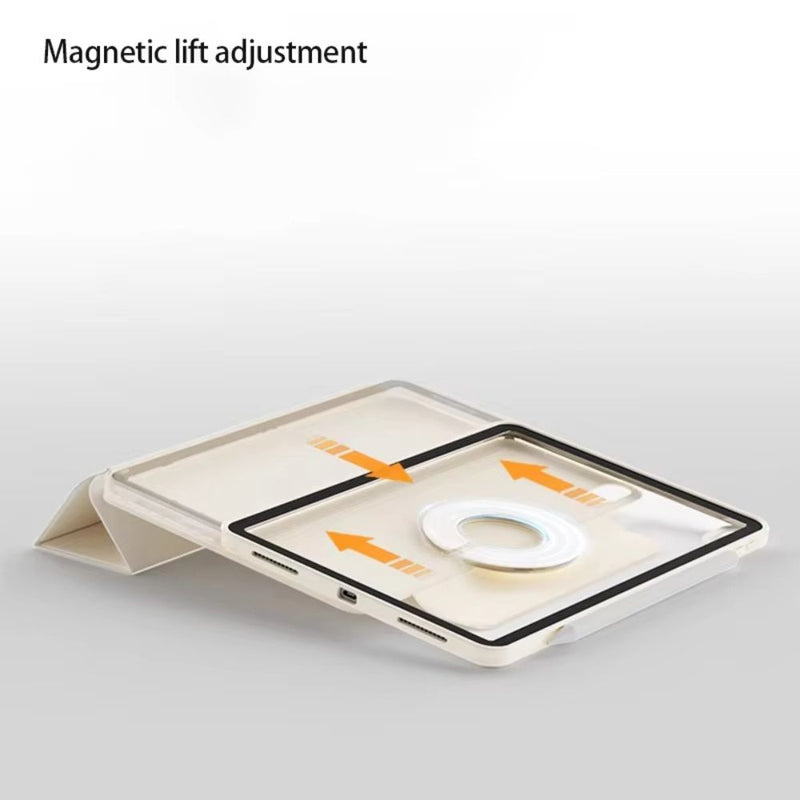 ANYMOB iPad Case Haze Grey Magnetic Detachable PU Acrylic Transparent Protective Cover