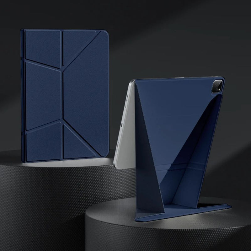 ANYMOB iPad Case Navy Blue Magnetic Clamp Folding Adjustable Stand Bracket Cover