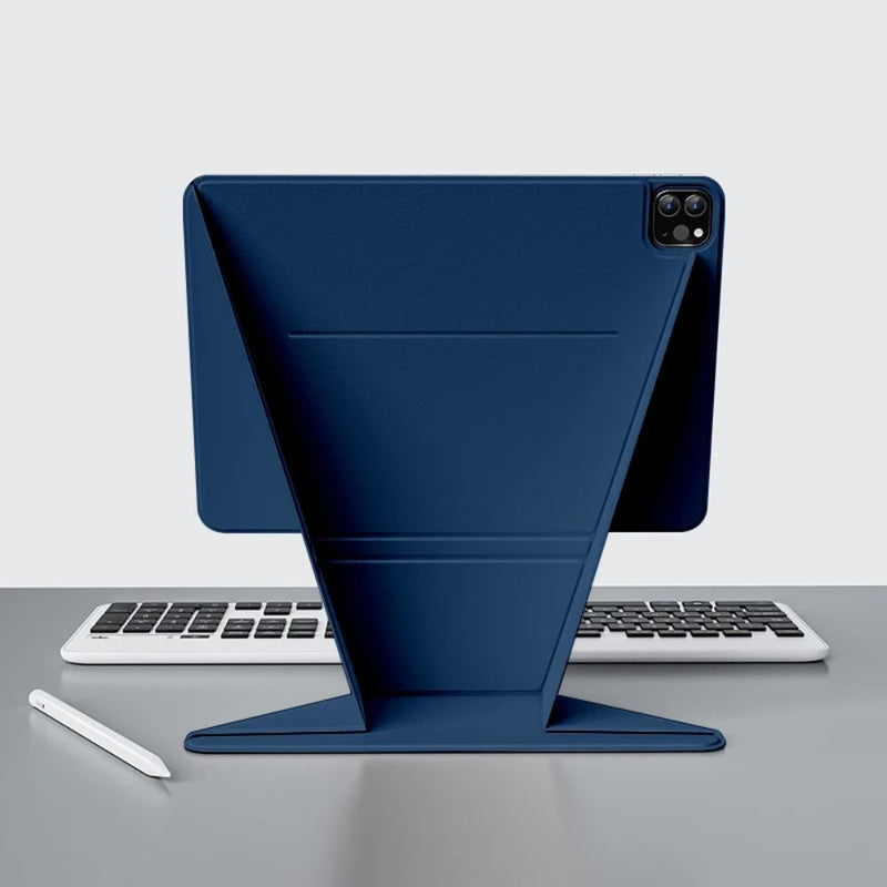 ANYMOB iPad Case Navy Blue Magnetic Clamp Folding Adjustable Stand Bracket Cover