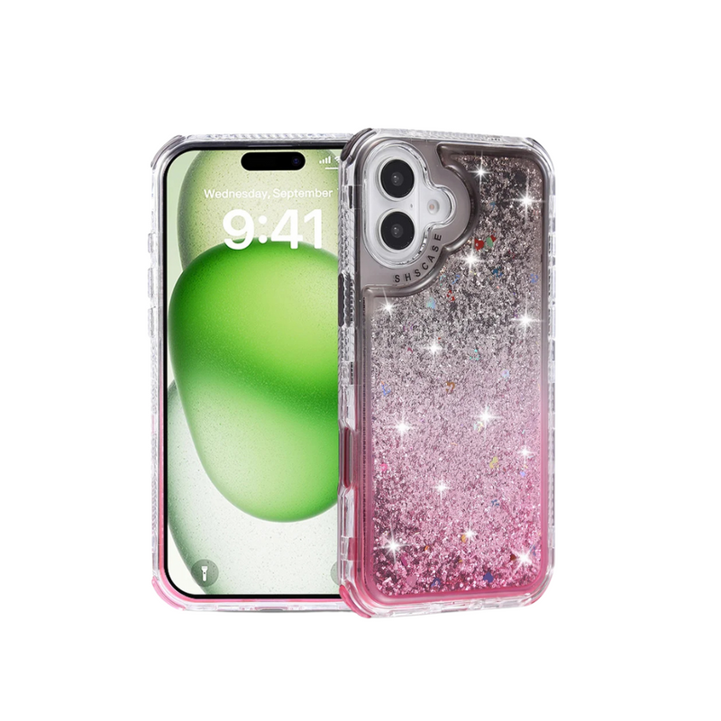 ANYMOB iPhone Case Black Pink Luxury Gradient Quicksand Shockproof Defender Back Cover