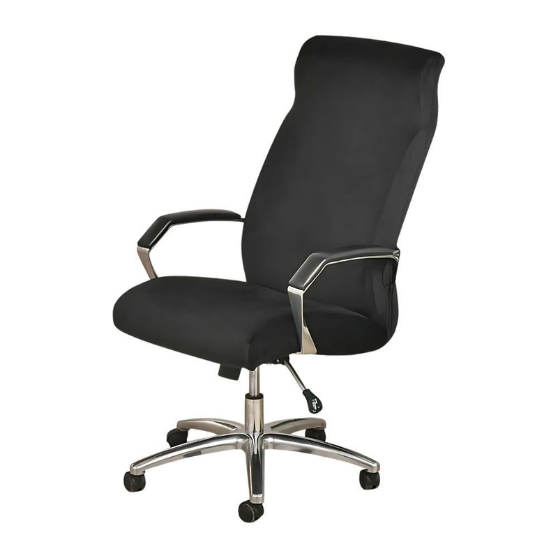 Anyseat Office Chair Cover Black Velvet Zippered Stretchable High Back Protector Slipcover