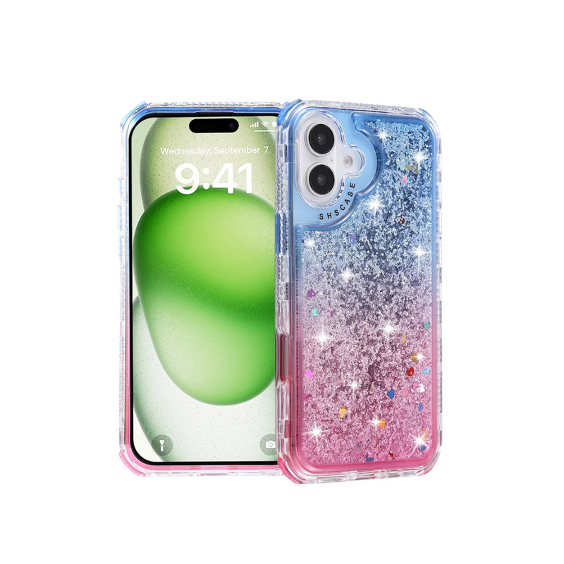 ANYMOB iPhone Case Blue Pink Luxury Gradient Quicksand Shockproof Defender Back Cover