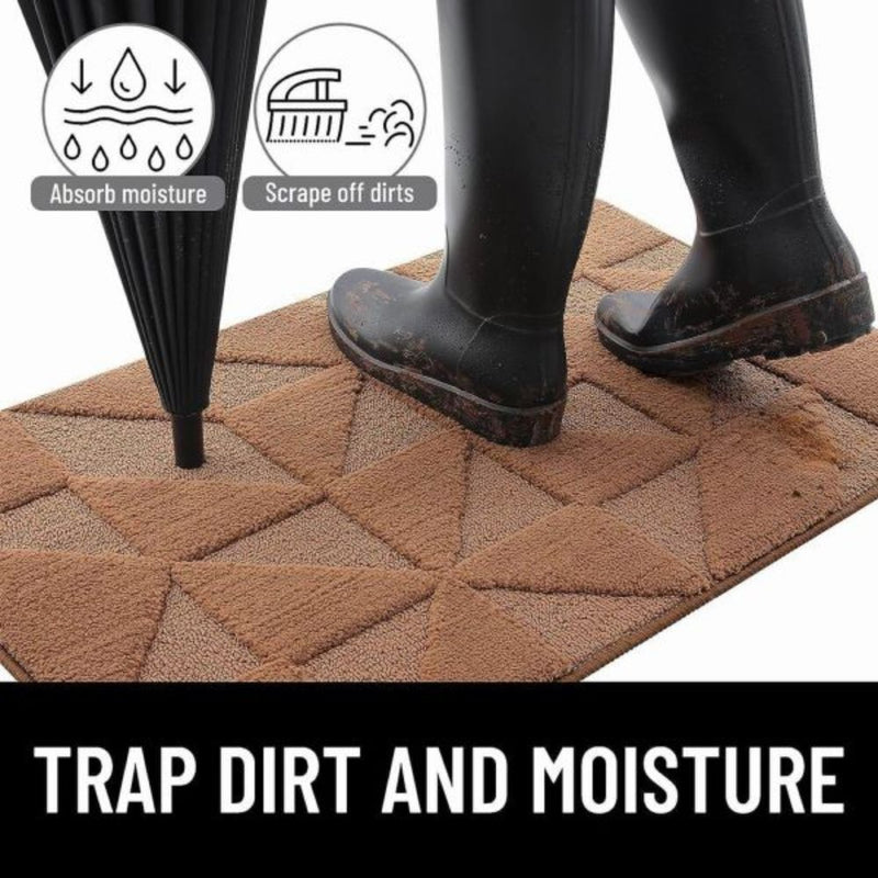 Anymat Doormat Black Geometric Non Slip Dirt Resistant Mat For Kitchen And Bathroom